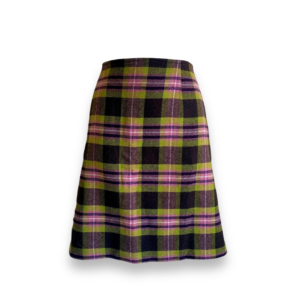 Pink & Green Plaid Mini Skirt